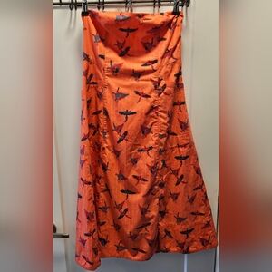 Free People Women's "Sunshine Of Your Love" strapless bird striped midi dress